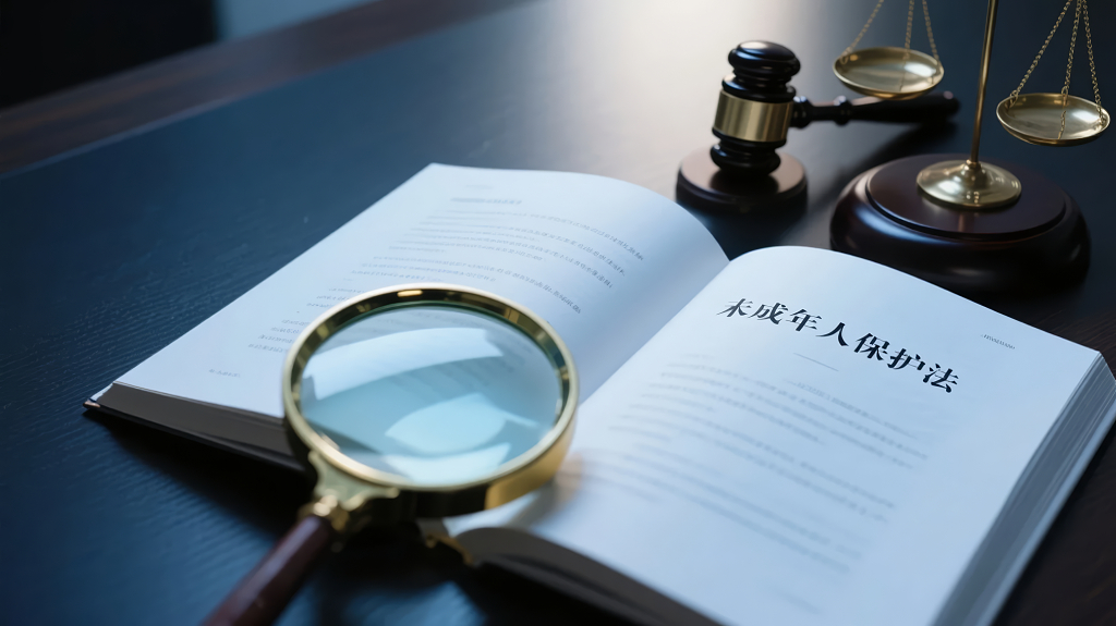 未成年人保护法放大镜法律书籍背景图