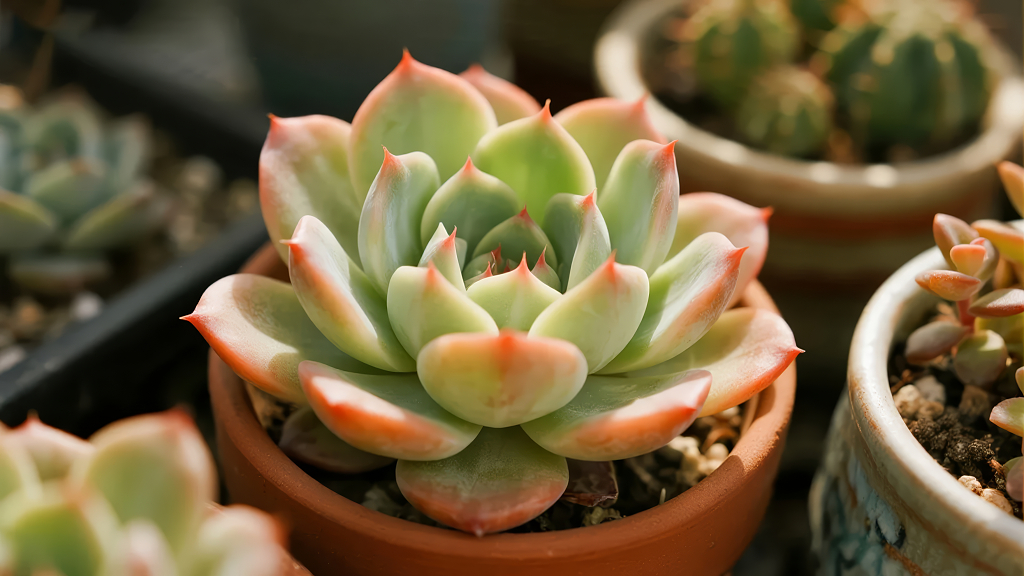 多肉植物可爱盆栽治愈系静物背景图