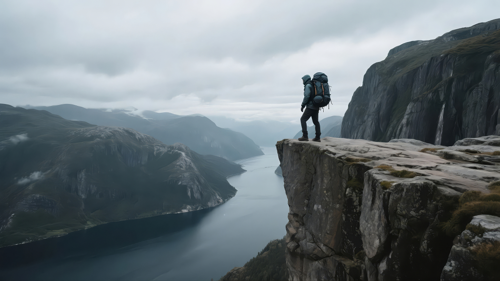 登山徒步悬崖挑战极限运动励志人像背景
