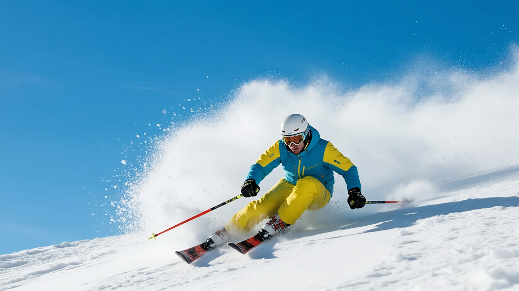 滑雪运动极限挑战冬季旅游背景图