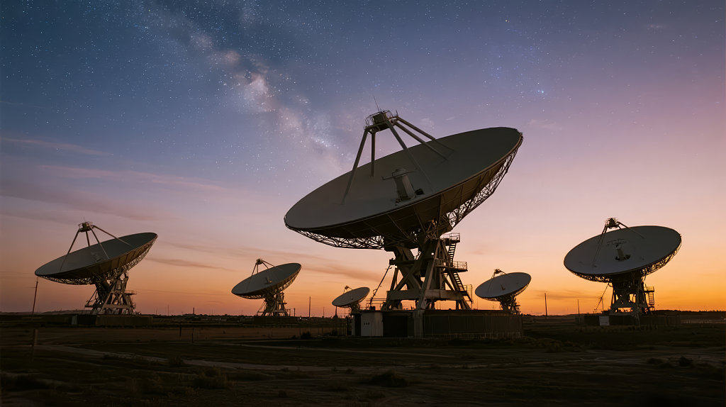 卫星天线阵列通信科技探索背景图