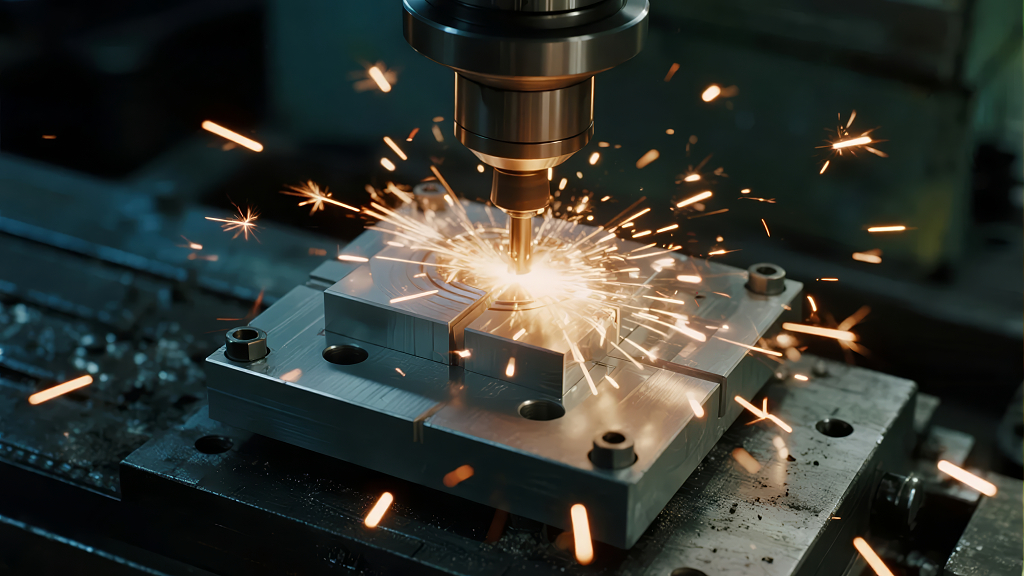 激光切割金属加工火花工业科技背景图