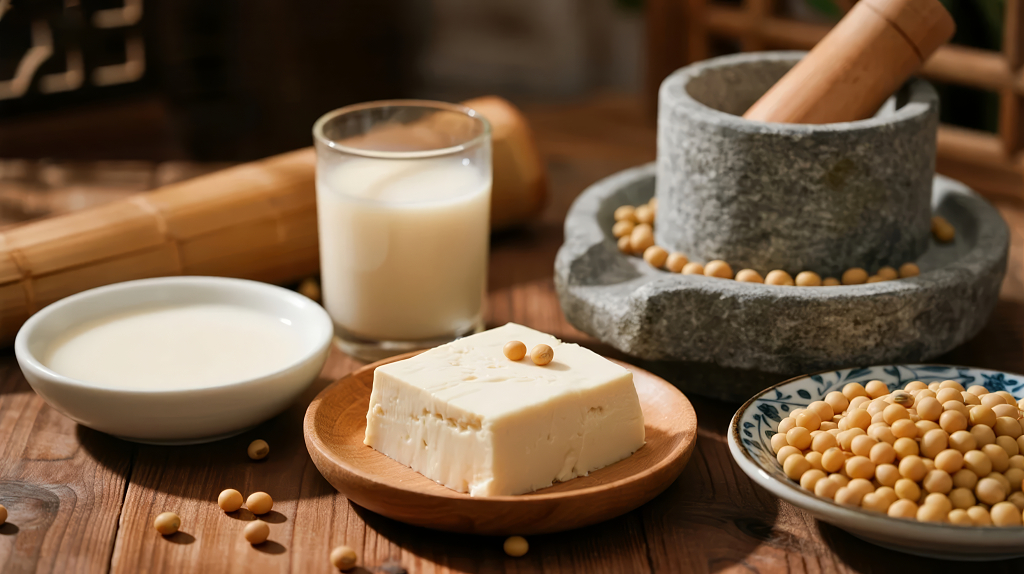 豆浆豆腐黄豆传统美食健康背景图