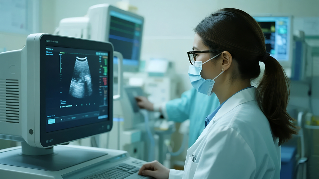医生B超检查医疗科技场景背景图