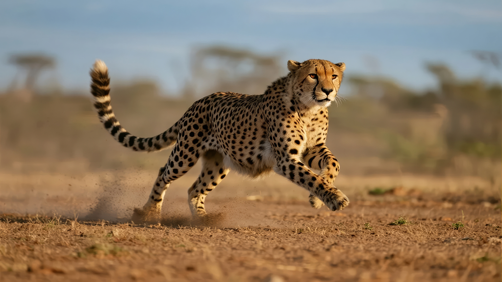 猎豹在非洲草原奔跑的野生动物背景图