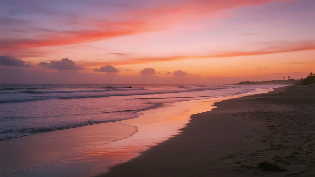 海边日落晚霞的唯美浪漫治愈系风景背景