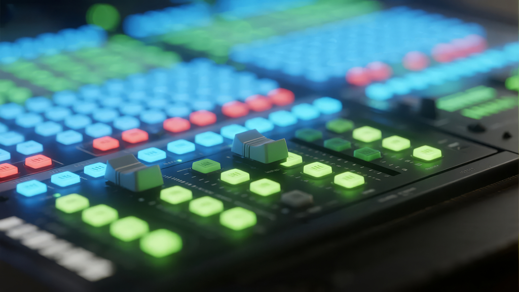 调音台控制面板的音乐制作与广播背景图