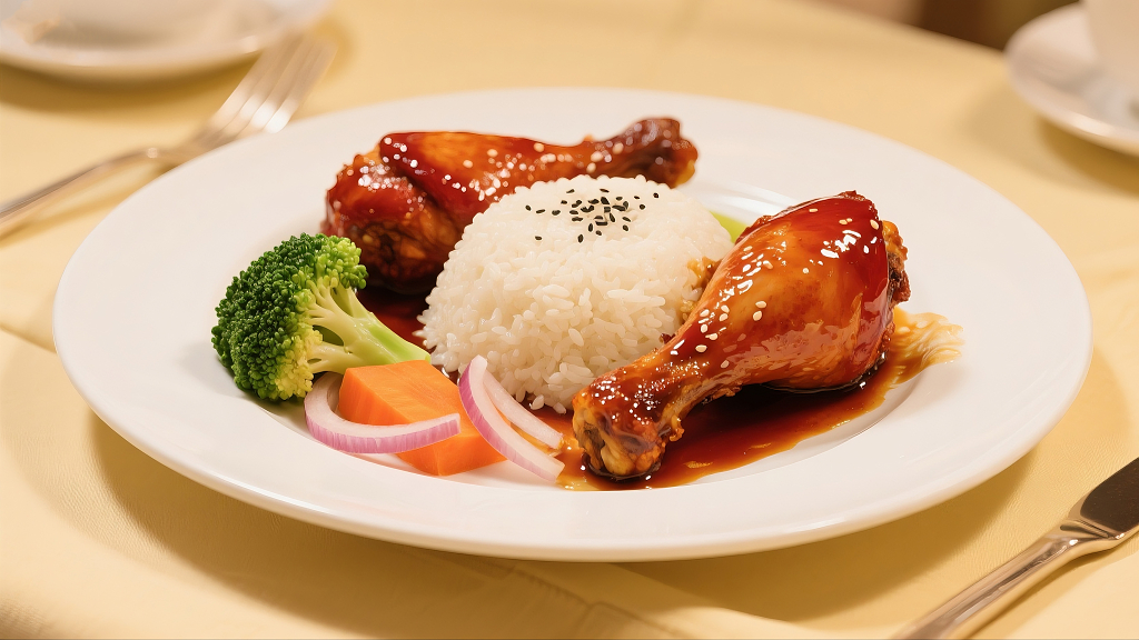 照烧鸡腿饭美食摄影