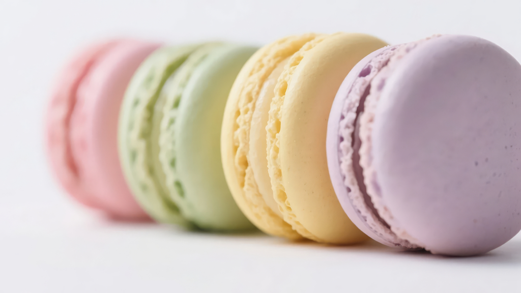 马卡龙法式甜点多彩美食静物背景图