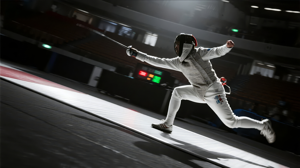 击剑运动员比赛竞技体育的优雅与力量