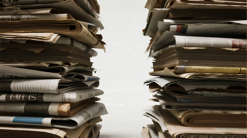 堆积如山的报纸信息过载的压力背景