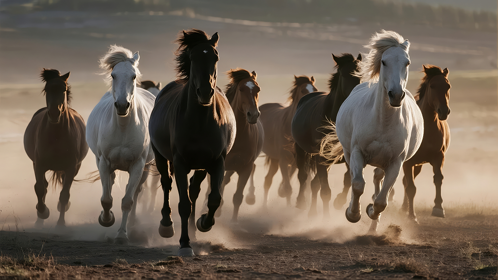 万马奔腾的自由力量与成功企业精神背景