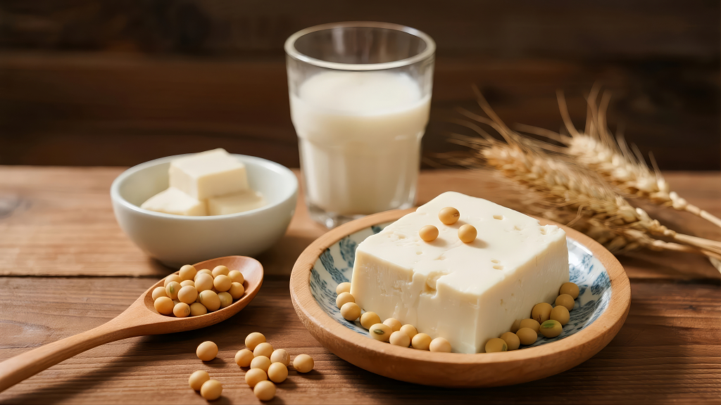 豆浆豆腐黄豆制品的营养早餐健康背景