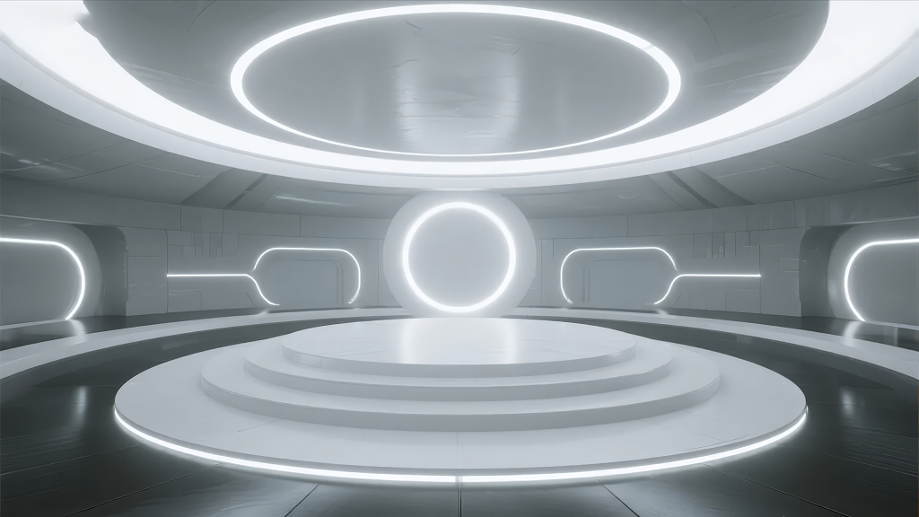 未来科技感展厅舞台的简约抽象背景图