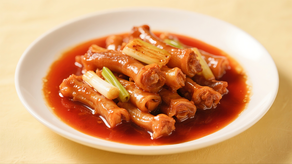 葱烧蹄筋红烧蹄筋中式蹄筋菜肴葱香蹄筋特色蹄筋菜品
