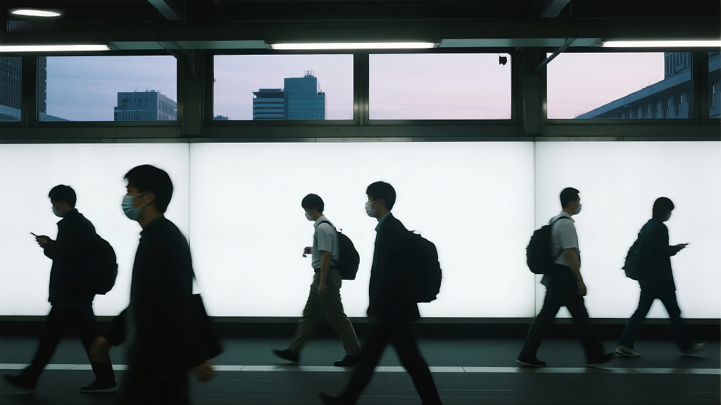 上班族通勤剪影的快节奏与奔波生活背景