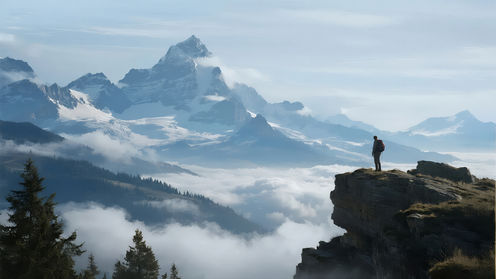 登山者雪山之巅的探索与挑战励志背景