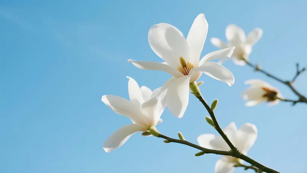 春季玉兰花盛开的唯美与纯洁自然背景