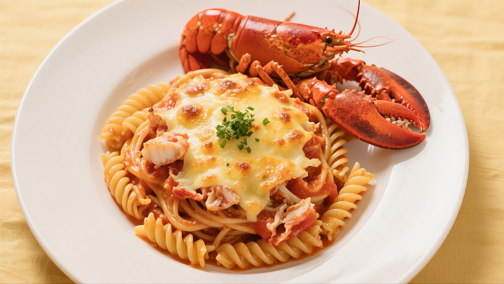 芝士焗龙虾意面意面美食菜品菜单宣传