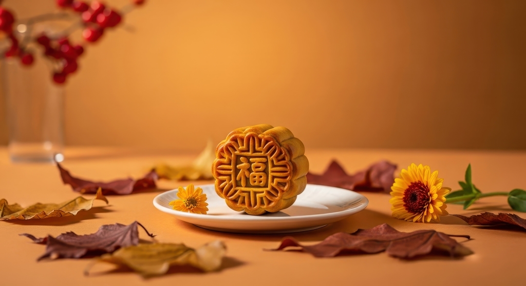 中秋节福字月饼静物特写