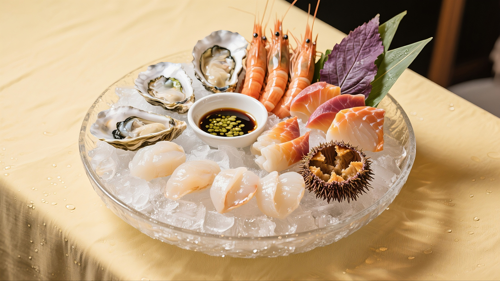 海鲜刺身拼盘刺身大集合生蚝刺身日料菜单设计美食宣传海报