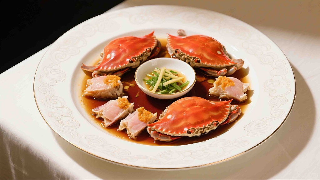 一个精至的白色盘子里装着醉蟹