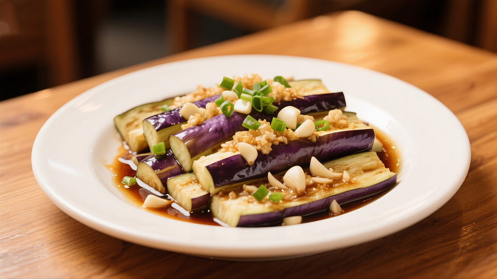 蒜蓉蒸茄子素食美食美味