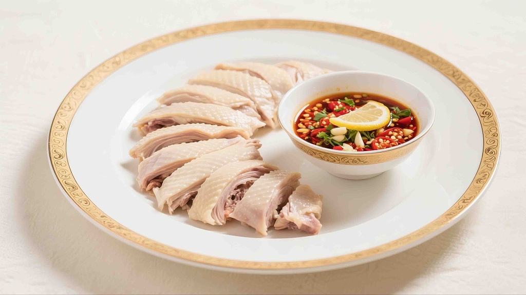 一盘美味的蘸水鸡鸡肉美食美味