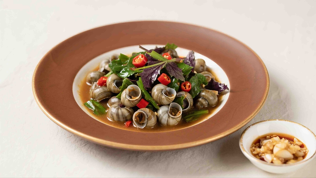 紫苏炒田螺美食美味田螺