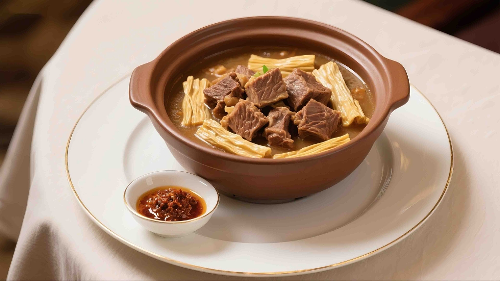 砂锅羊肉支竹焖羊肉腐竹焖羊肉
