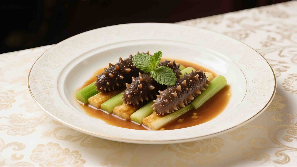 一盘葱烧海参美食美味海鲜