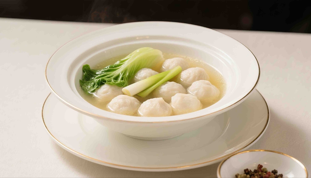 一碗美味的潮汕鱼丸汤海鲜美食美味