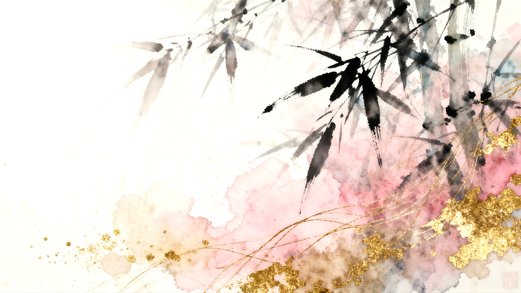 水墨竹子水墨植物水墨花卉国风插画国风海报艺术设计平面设计