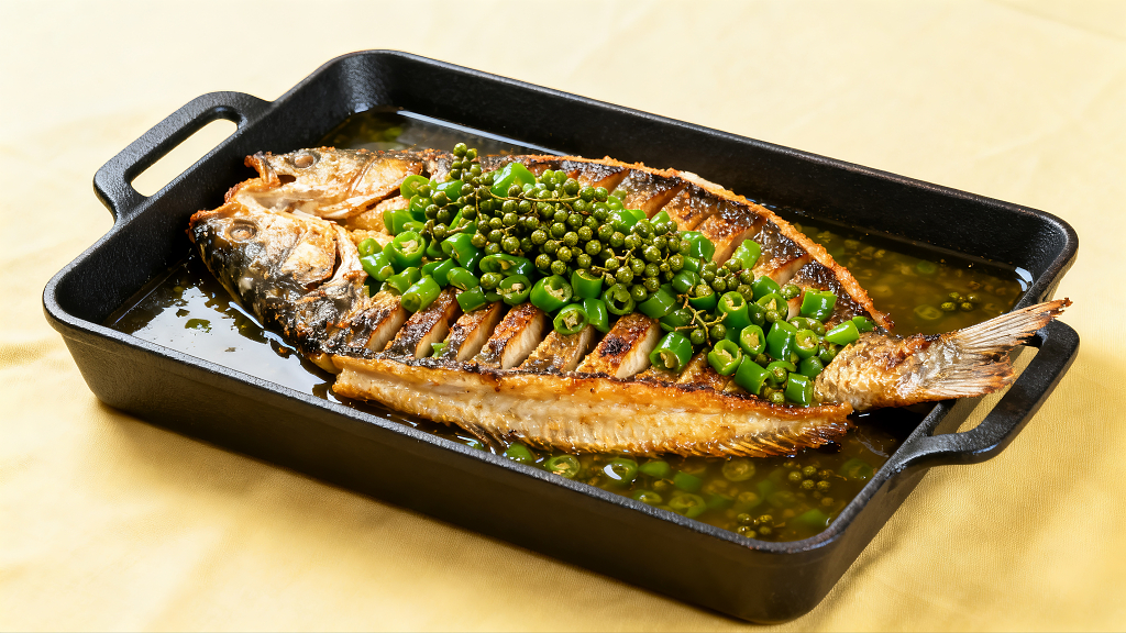 麻辣藤椒烤鱼餐饮宣传特色菜烤鱼特写烤鱼摆盘烤鱼秘制烤鱼美食