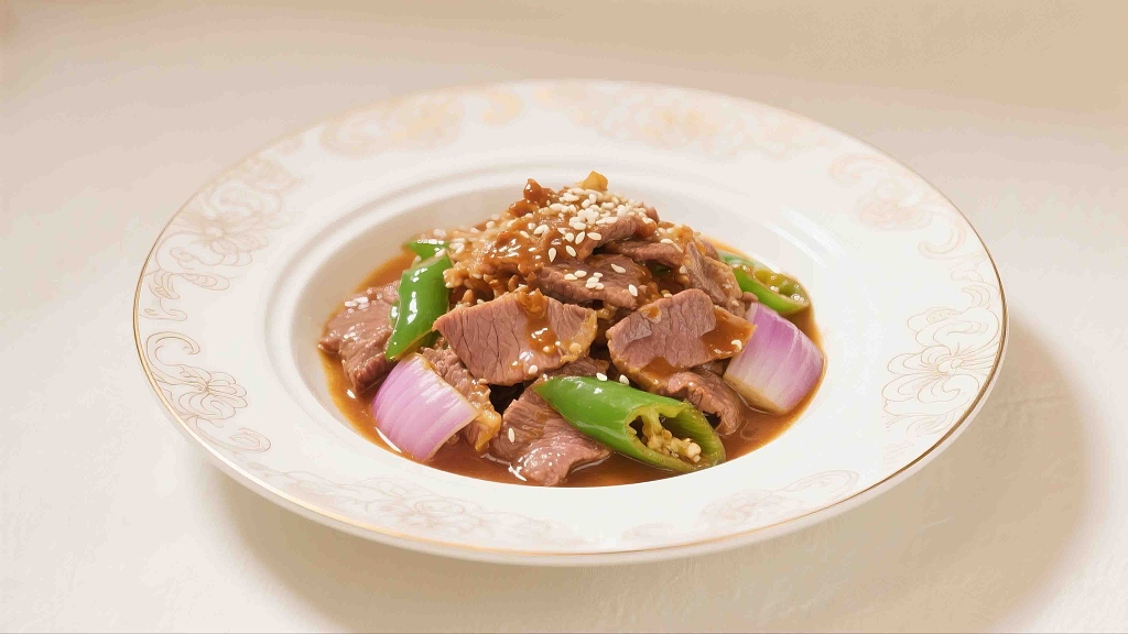 一盘美味的潮汕沙茶牛肉美食美味特色菜