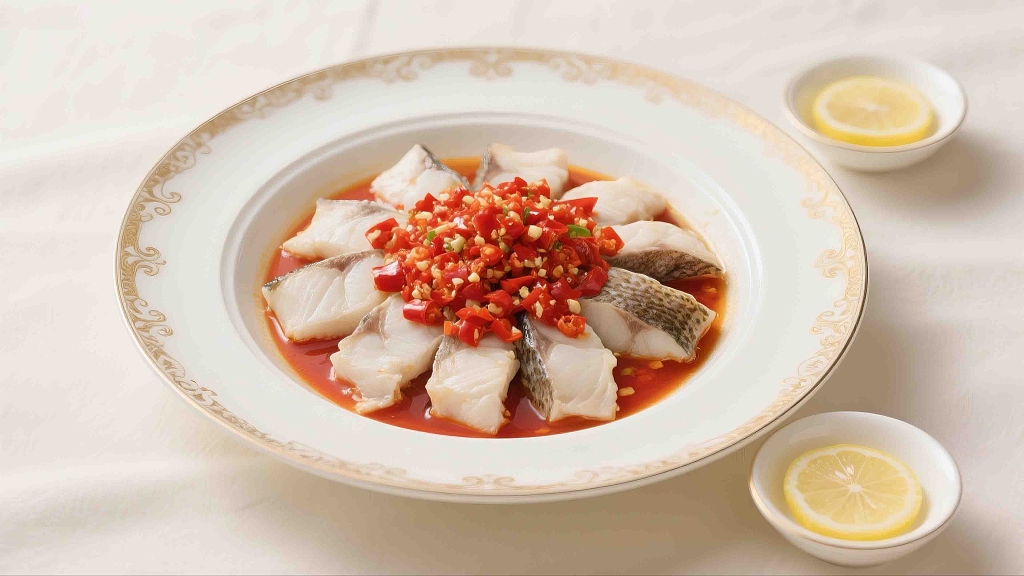 一盘美味的剁椒蒸鲽鱼美食美味海鲜