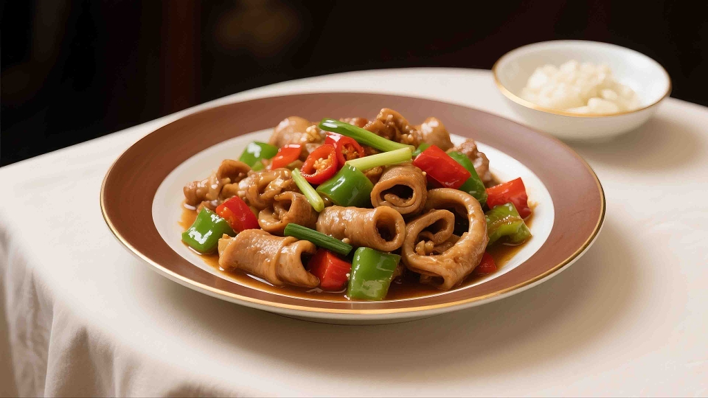 一盘美味的辣炒大肠美食美味大肠