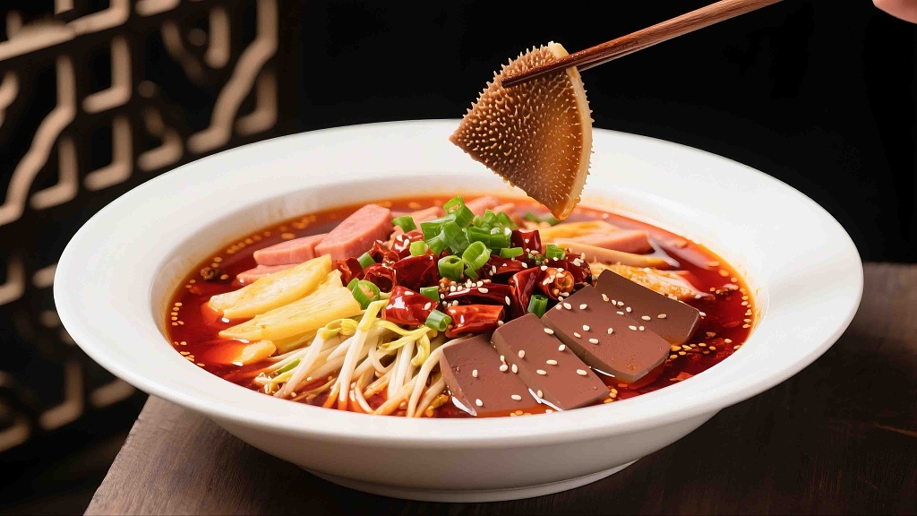 一盘美味的川菜红油肺片美食美味地方特色菜