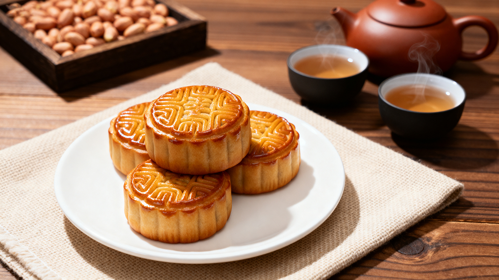 一盘美味的月饼美食美味中秋