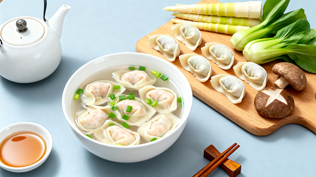 一碗美味的清汤馄饨美食美味