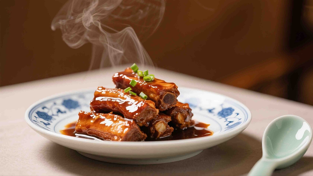 一盘美味的糖醋小排糖醋排骨美食美味