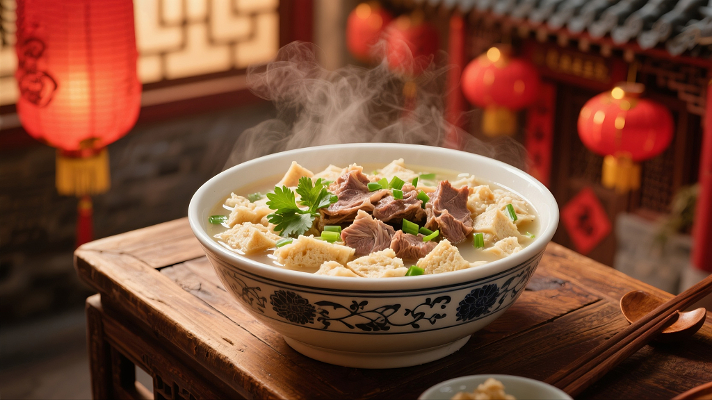 一碗美味的羊肉泡馍美食美味