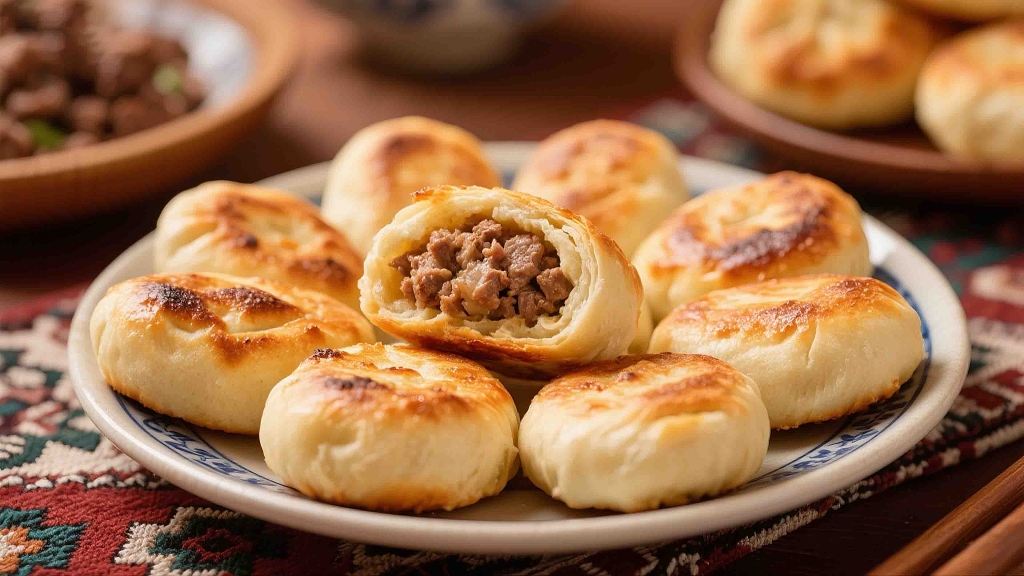 一盘美味的烤包子新疆美食羊肉烤包子