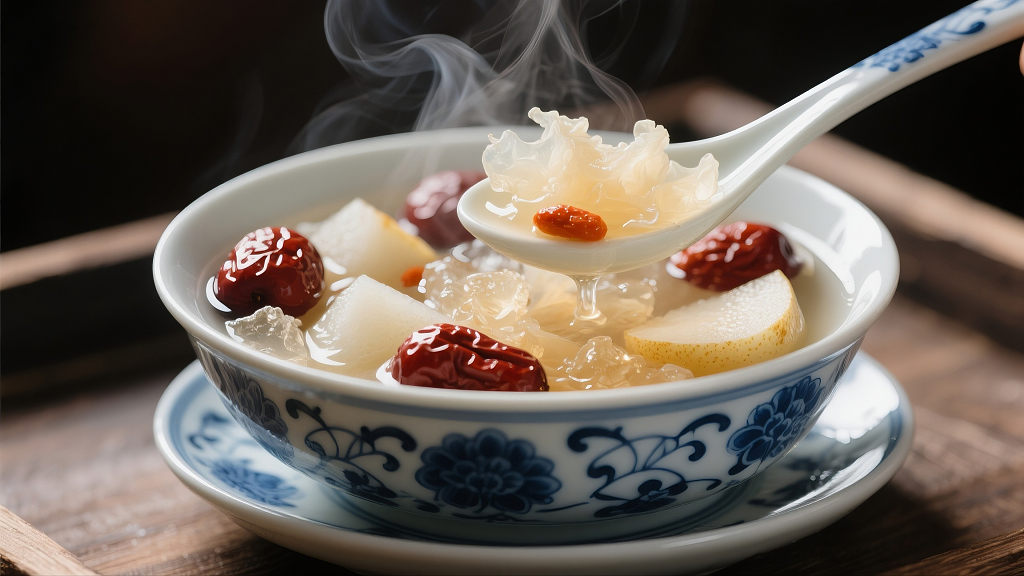 一碗美味的银耳雪梨红枣汤美食美味水果健康营养滋润