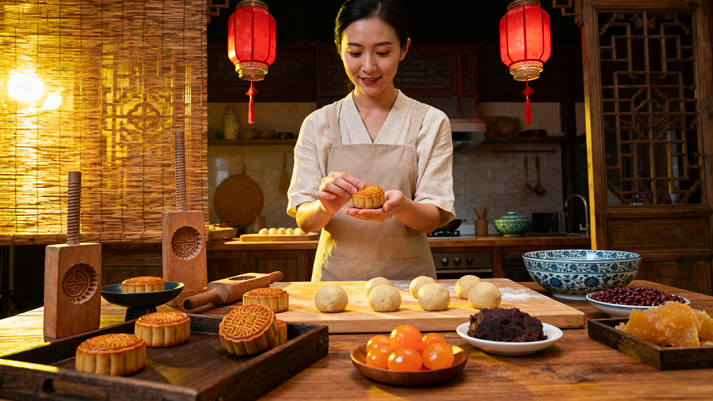月饼制过程制作月饼纯手工月饼