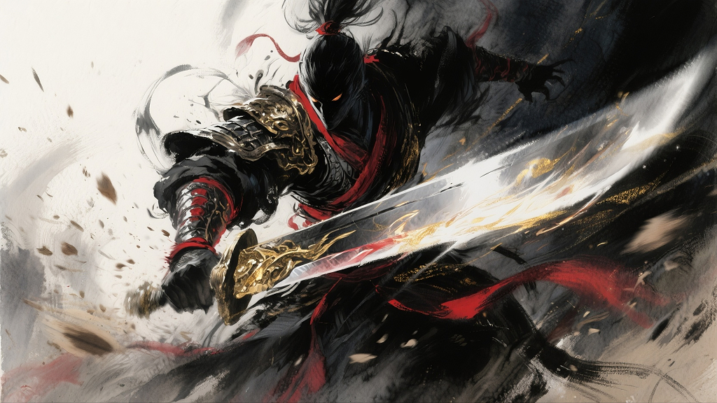 古风侠客持剑挥舞特效素材