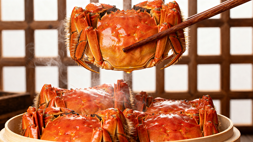 大闸蟹清蒸大闸蟹美食餐饮菜品中餐家常菜宴席菜年夜饭菜单图片