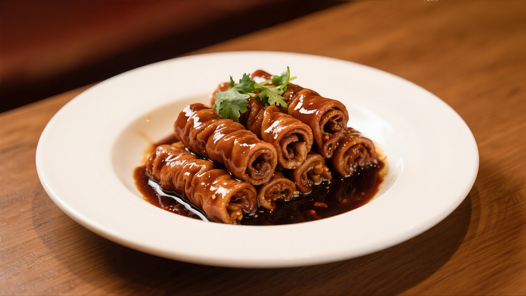 一盘美味的九转大肠美食美味