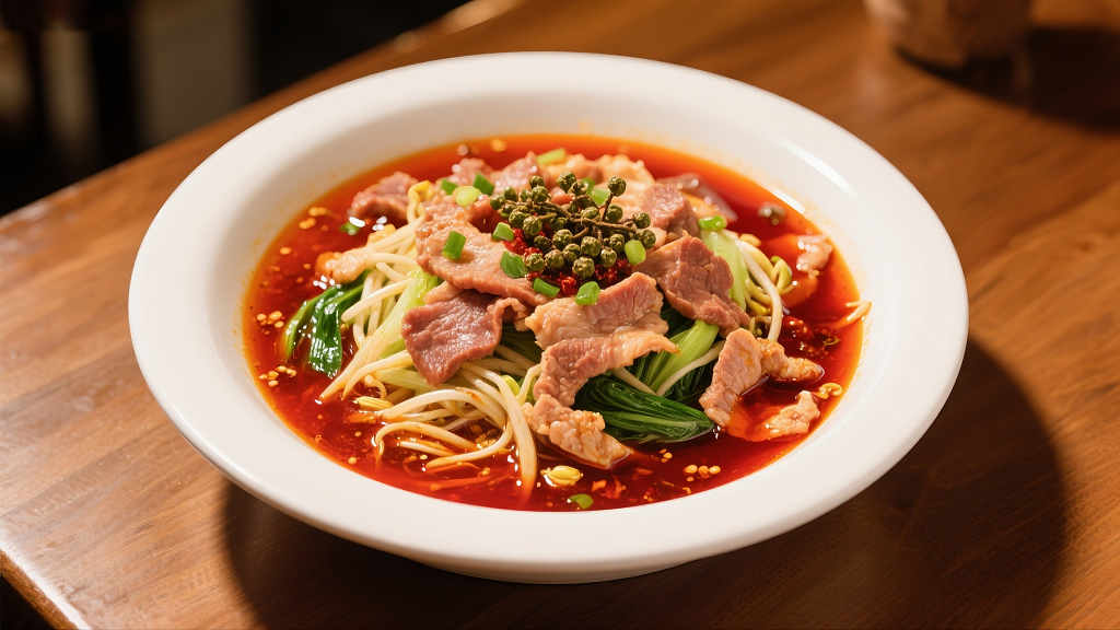 一碗美味的水煮牛肉美食美味