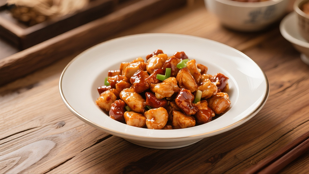 一盘美味的宫保鸡丁美食美味川菜麻辣